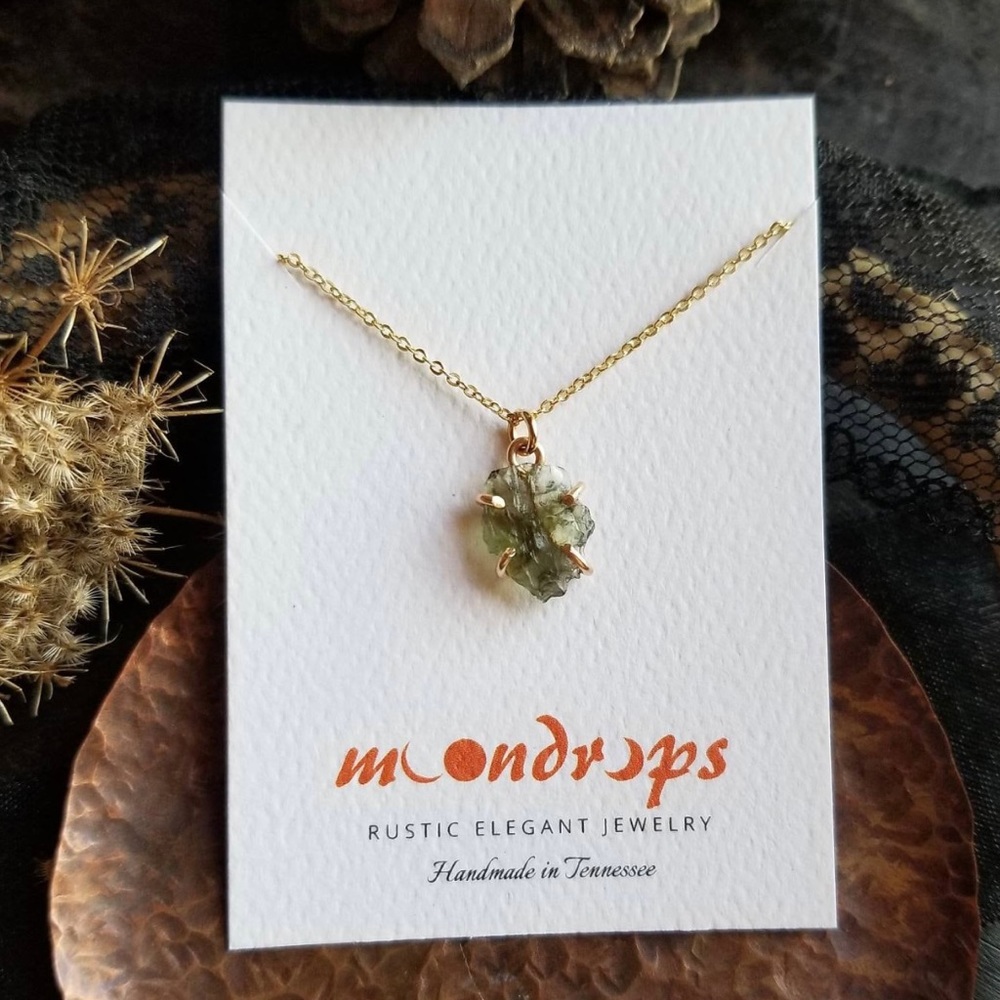 Moldavite Necklace by Moondrops Jewelry